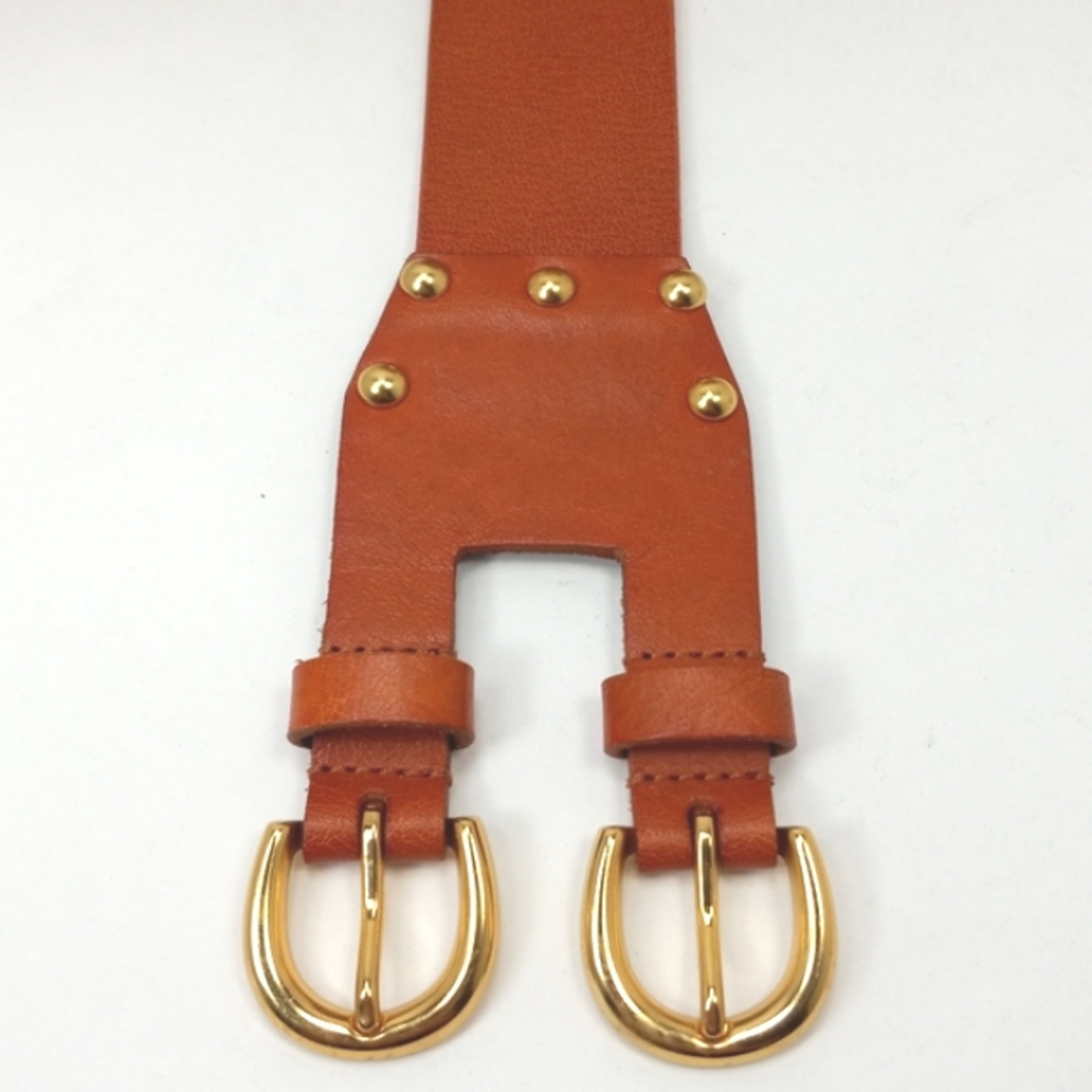 VIA SPIGA Burnt Orange Leather Belt Double Strap Gold Metal Buckles & St… - Picture 11 of 16
